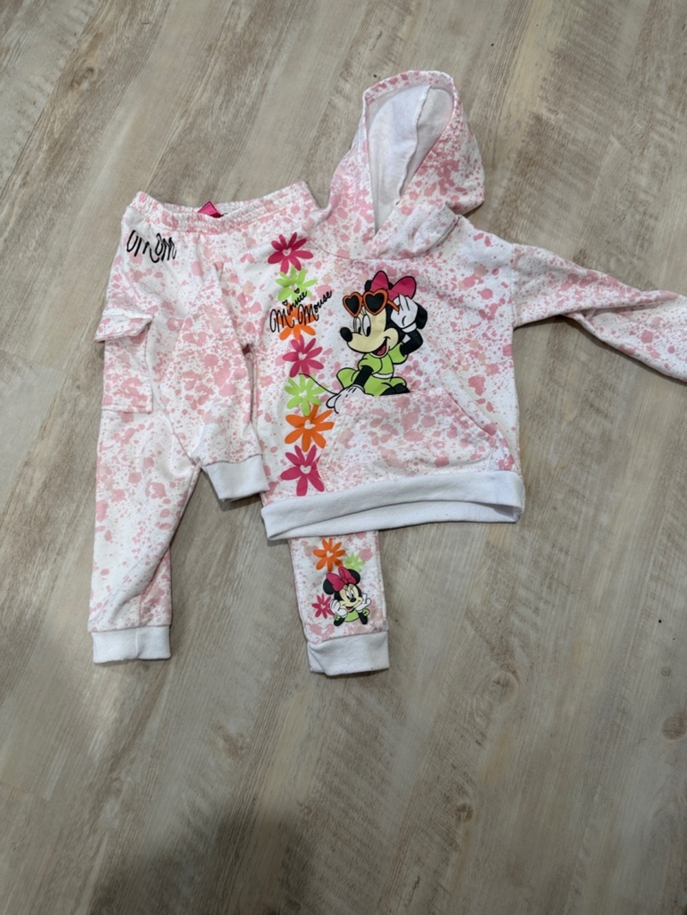 Disney Pink & White Minnie Mouse Hooded Matching Set